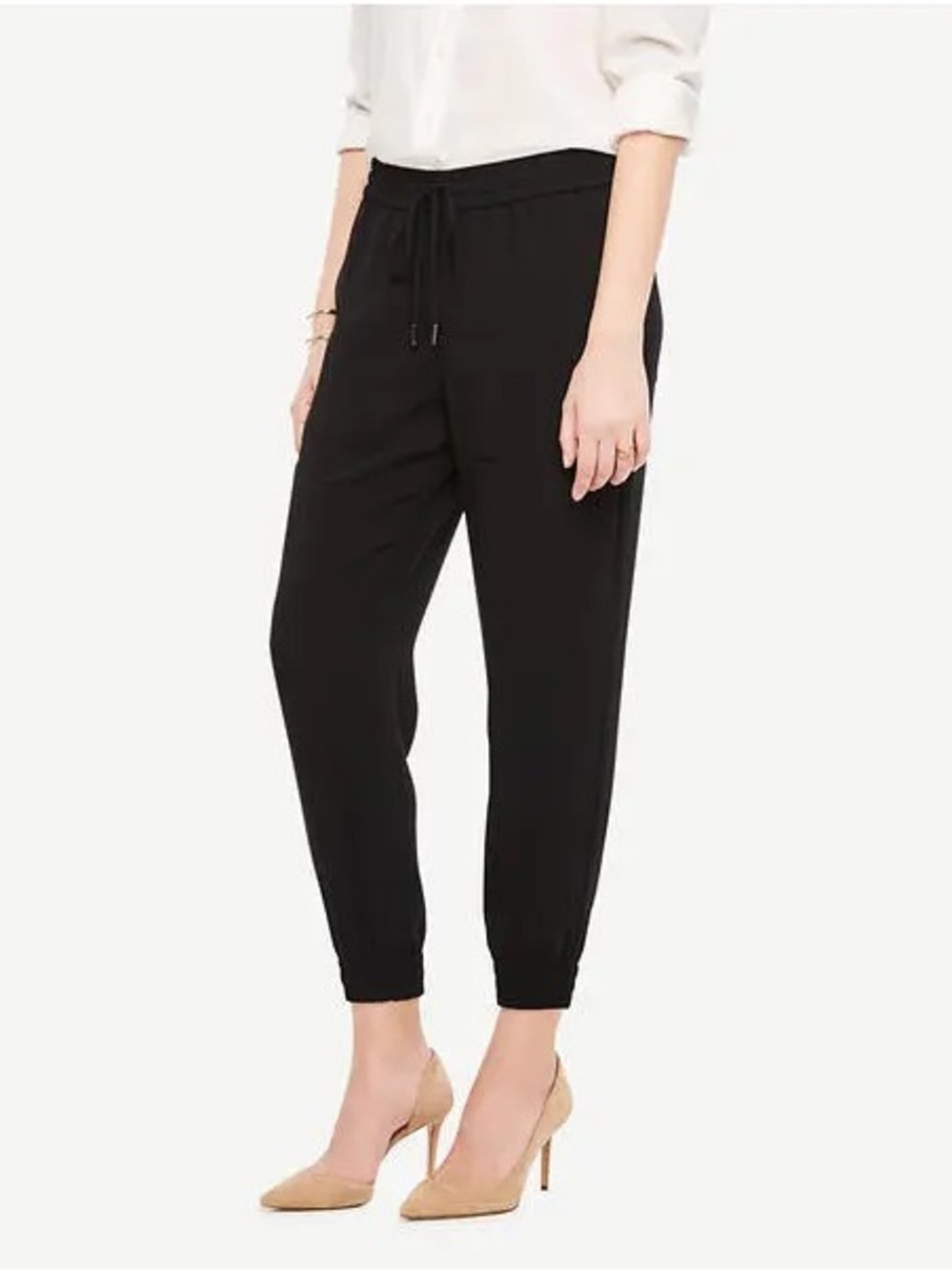 Ann Taylor Black Drawstring Jogger Pants